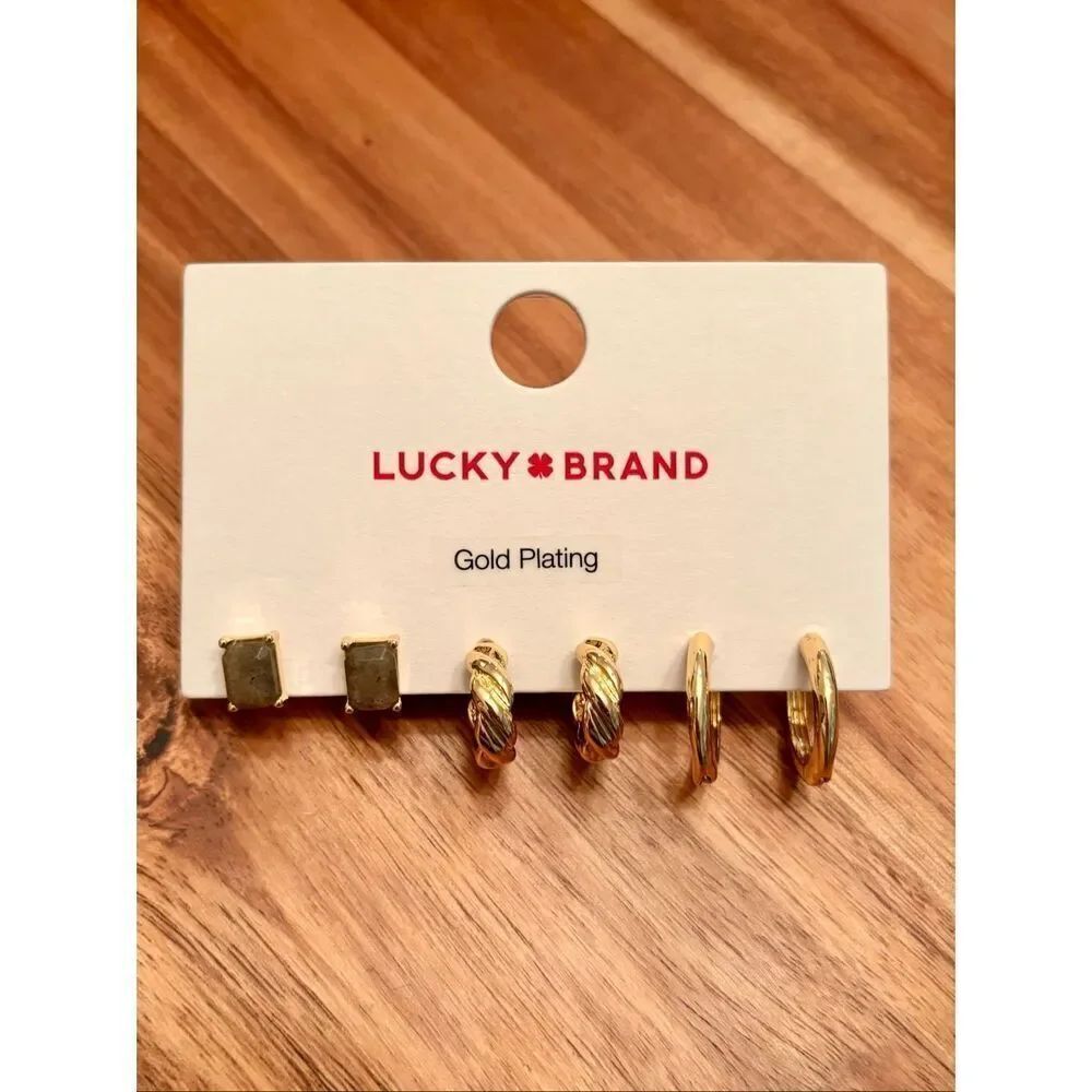 Lucky Brand | Gold Plated Set of 3 Earrings